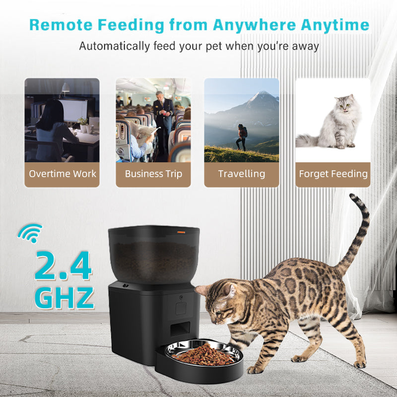 TikPaws QQ023 Smart Pet Feeder – 4L Automatic Food Dispenser with WiFi Control, LCD Display & Voice Recording