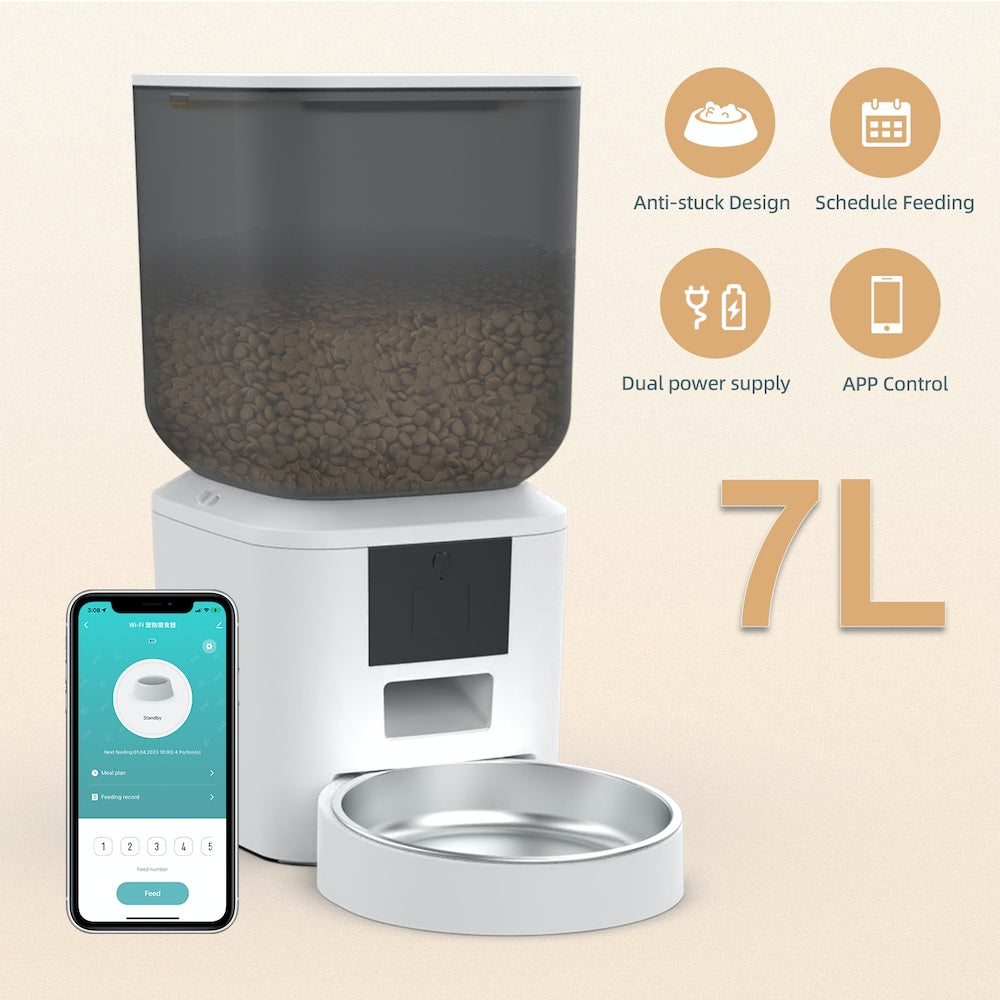 TikPaws QQ003 WiFi Pet Feeder – 7L Automatic Food Dispenser with Smart Scheduling & Voice Recording