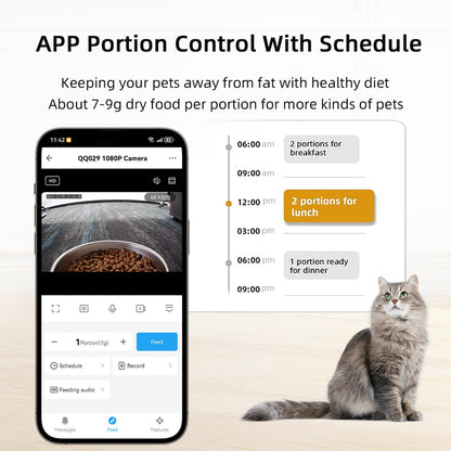 TikPaws QQ029 Smart Pet Feeder – 4L Automatic Food Dispenser with 1080P HD Camera, Dual WiFi & App Control