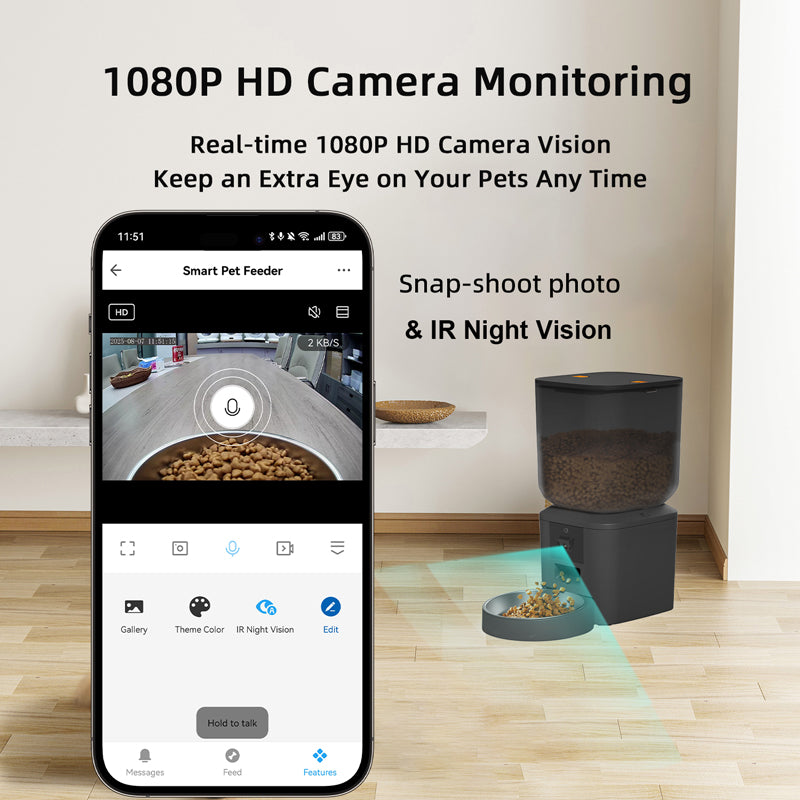 TikPaws QQ029 7L Smart Pet Feeder – 1080P HD Camera Automatic Food Dispenser with Dual WiFi & App Control
