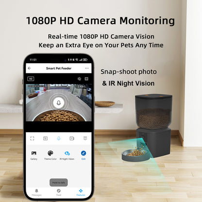 TikPaws QQ029 7L Smart Pet Feeder – 1080P HD Camera Automatic Food Dispenser with Dual WiFi & App Control
