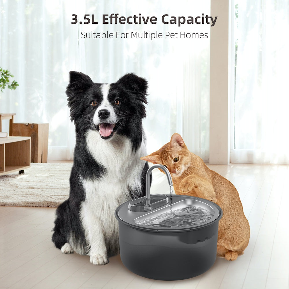 TikPaws WF009LS Stainless Steel Pet Water Fountain – 4L Ultra-Quiet Automatic Drinking Fountain for Cats & Dogs