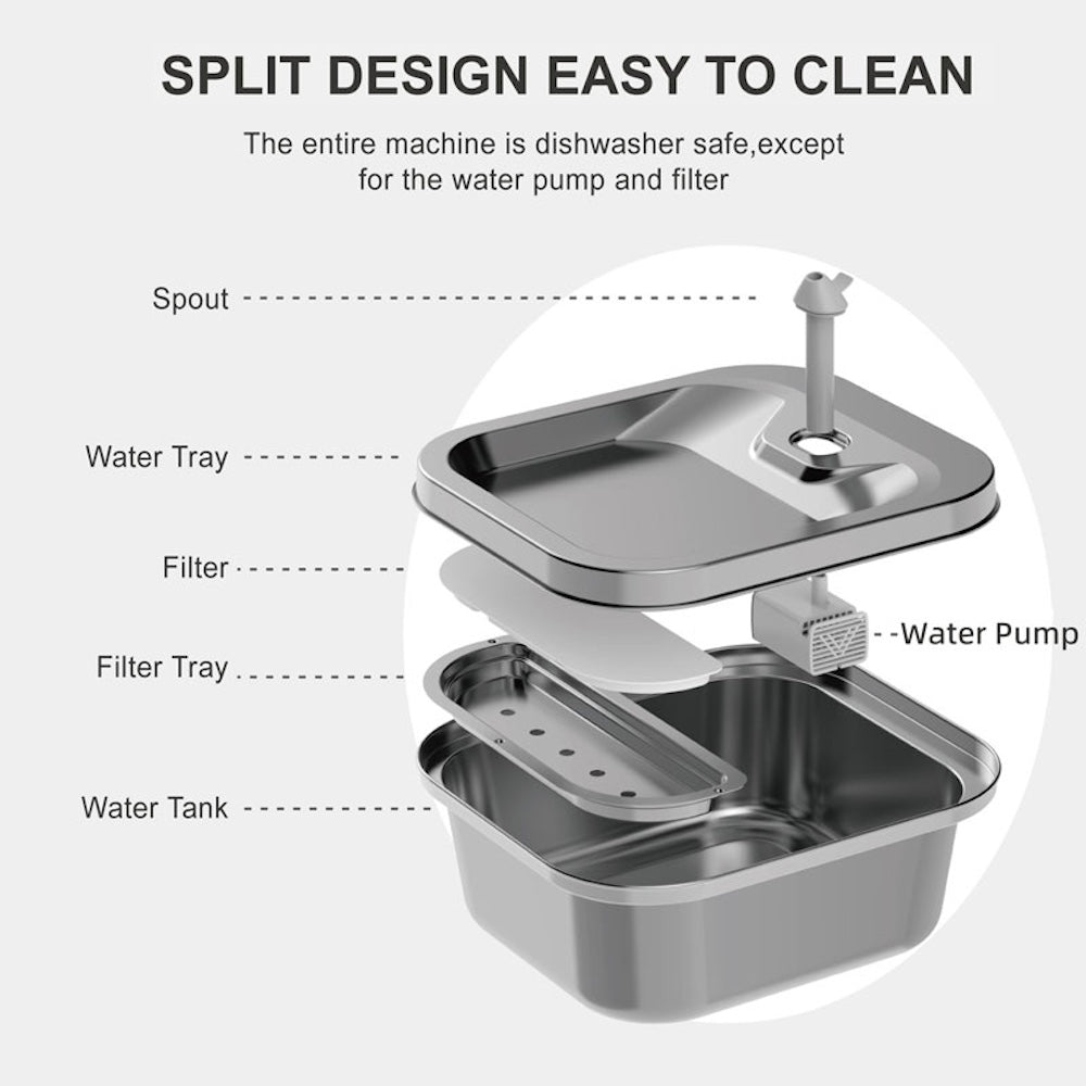 TikPaws TK-WF118 Smart Pet Water Fountain – 4L Stainless Steel Automatic Fountain with App Control & LED Alerts