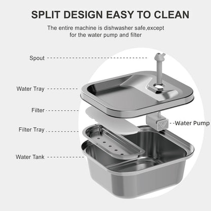 TikPaws TK-WF118 Smart Pet Water Fountain – 4L Stainless Steel Automatic Fountain with App Control & LED Alerts