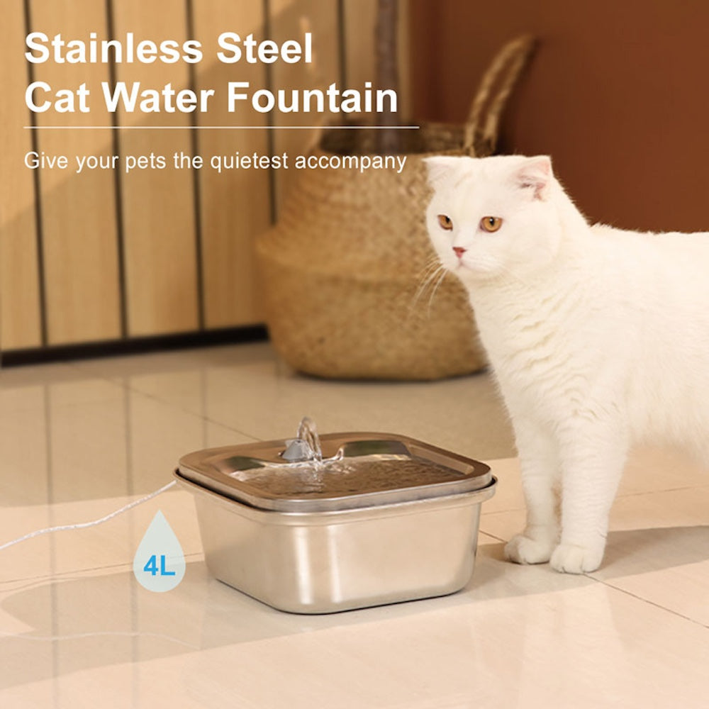 TikPaws TK-WF118 Smart Pet Water Fountain – 4L Stainless Steel Automatic Fountain with App Control & LED Alerts